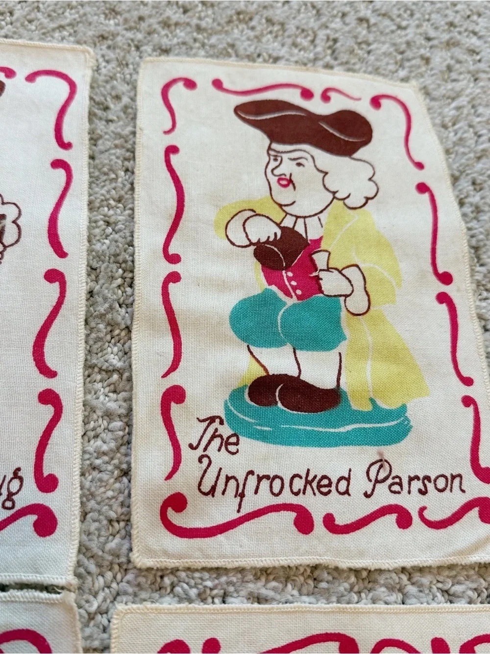 1950s Toby Mug COCKTAIL NAPKINS COASTERS Barware Colonial English Tavern Pub 6x